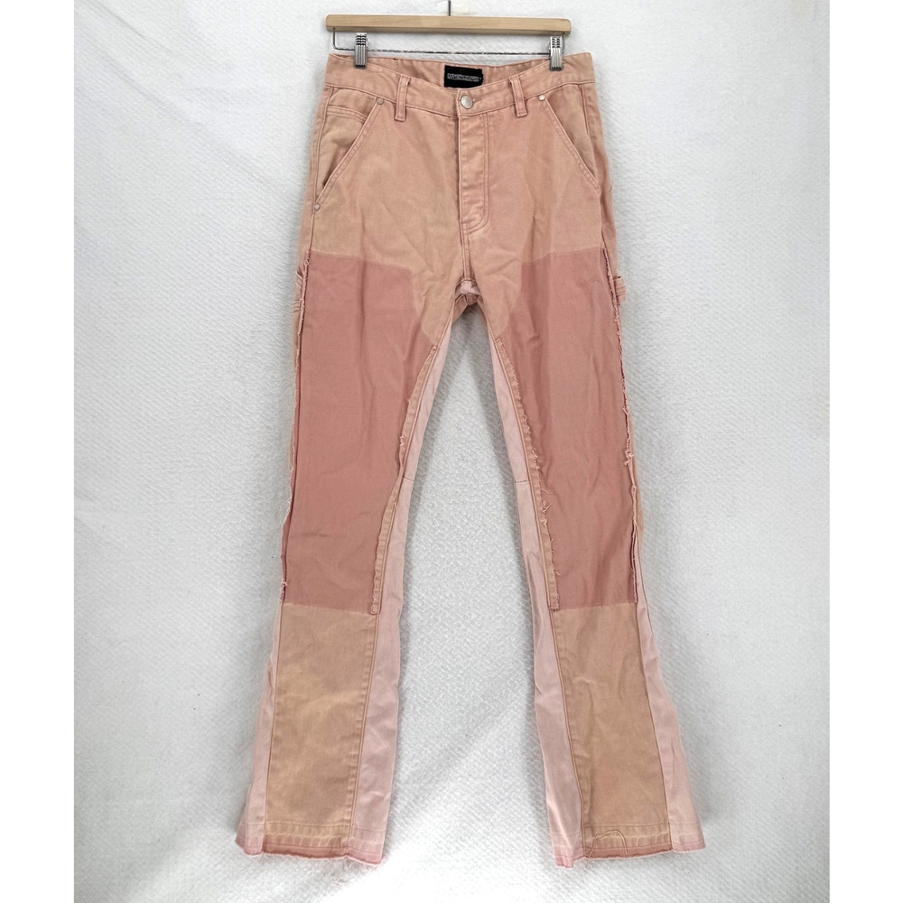 Artistwears Mens Pink Patchwork Artsy Straight Leg Denim Carpenter Pants Sz 31